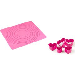 Set de 5 emporte-pièces cœur aluminium rose + tapis Tefal J4169714