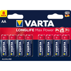 Pack de 8 piles ALCALINE AA, 1.5 V Varta LR6/44